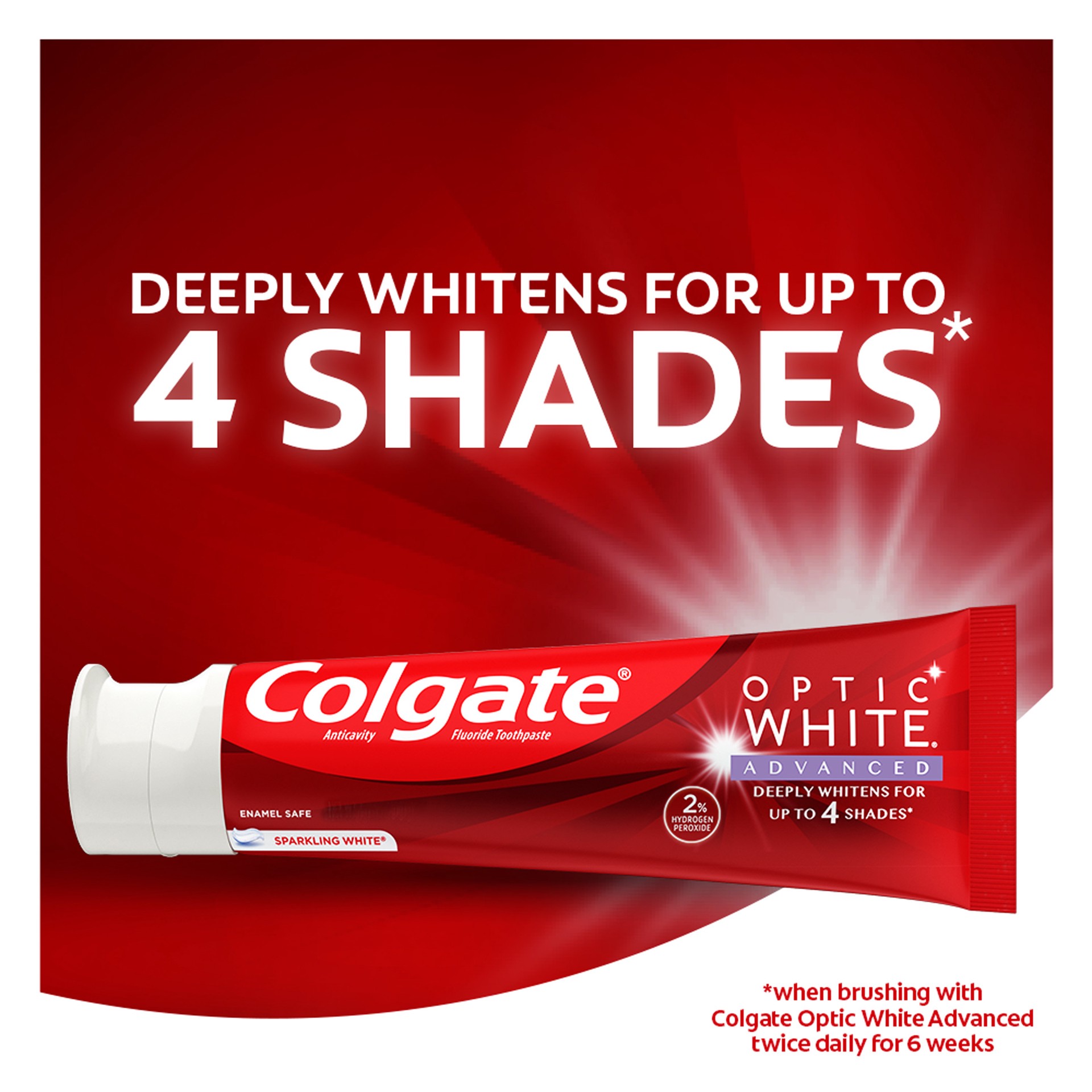 slide 7 of 10, Colgate Optic White Advanced Hydrogen Peroxide Toothpaste Pk., Sparkling White, 3 ct