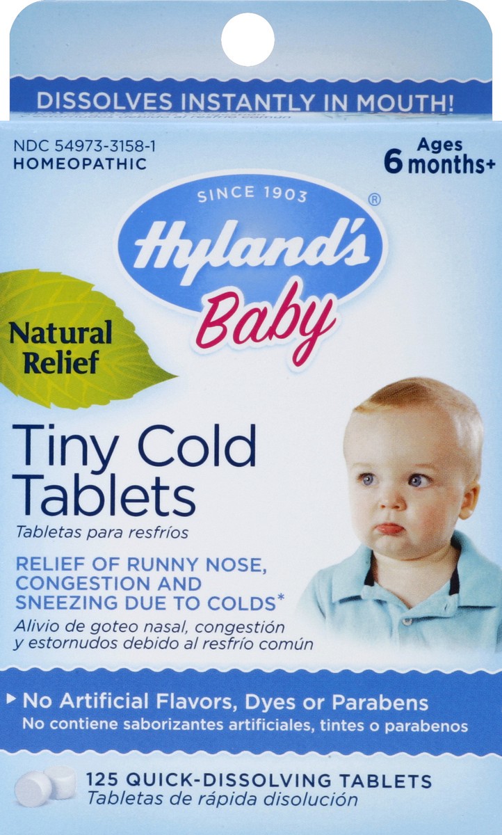 slide 5 of 5, Hyland's Naturals Baby 6+ Months Daytime Tiny Cold Tablets 125 Quick-Dissolving Tablets, 125 ct