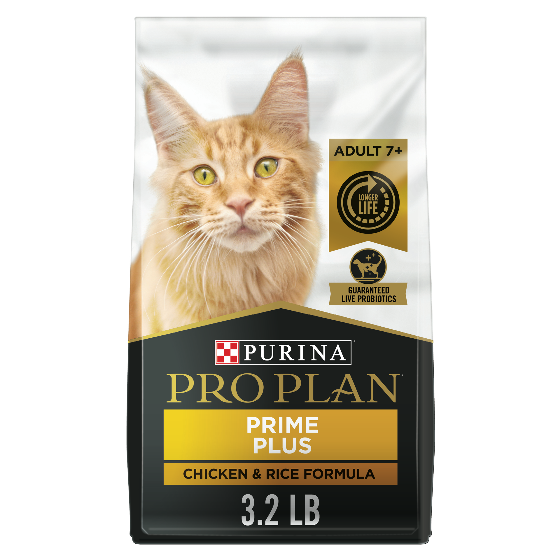 slide 1 of 8, Pro Plan Purina Pro Plan Senior Cat Food With Probiotics for Cats, Chicken and Rice Formula, 3.2 lb