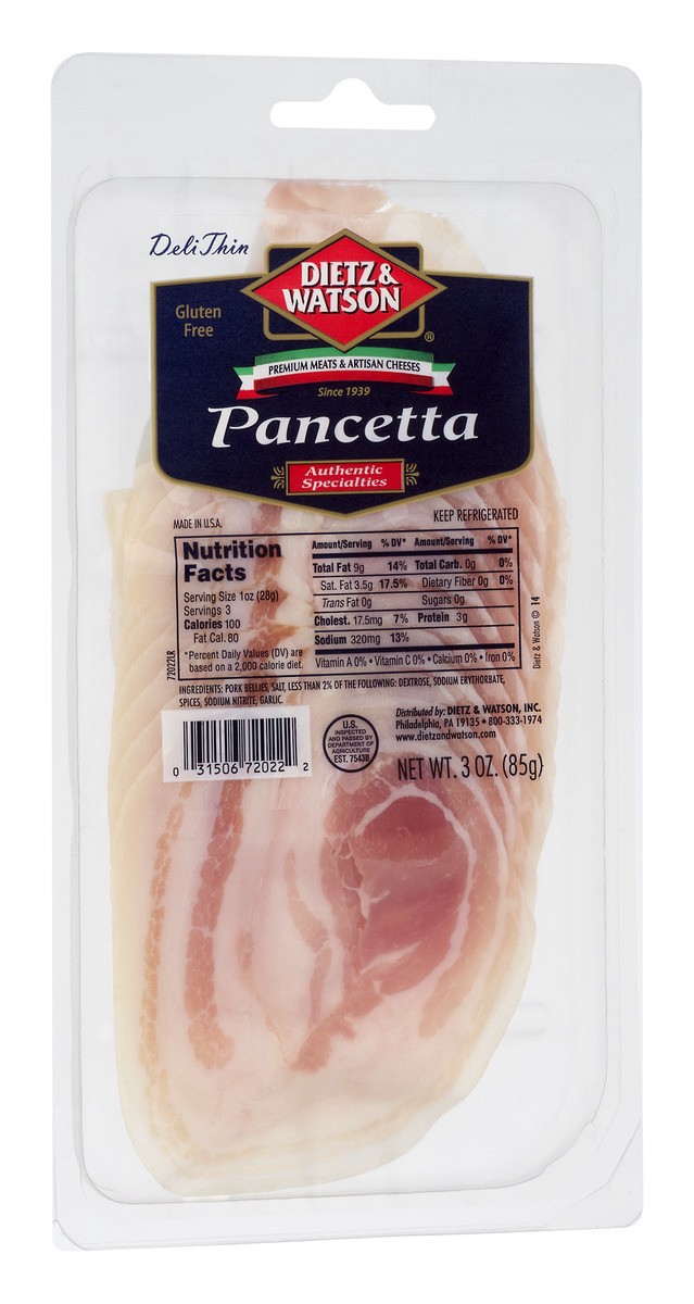 slide 11 of 11, Dietz & Watson Pancetta Sliced, 3 oz