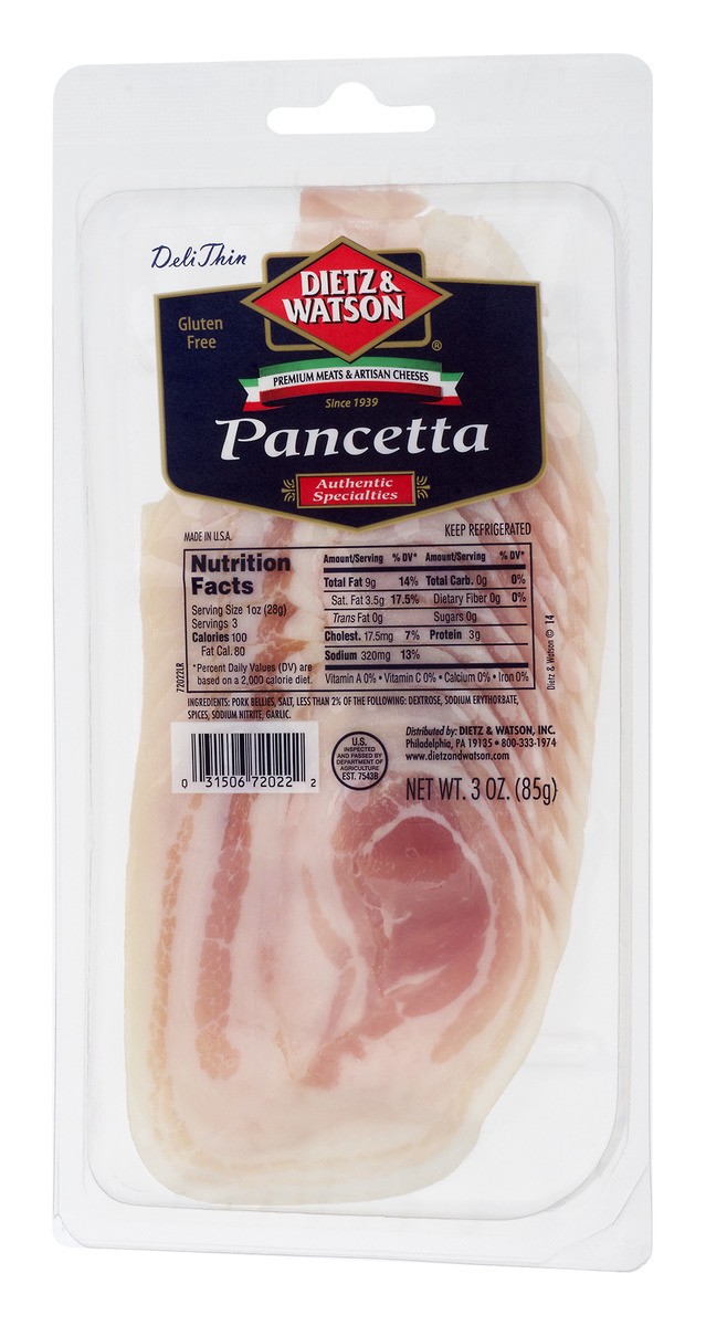 slide 3 of 11, Dietz & Watson Pancetta Sliced, 3 oz