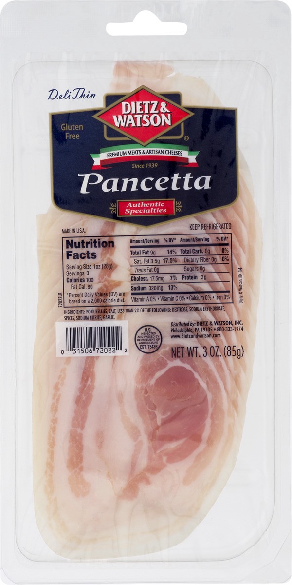 slide 8 of 11, Dietz & Watson Pancetta Sliced, 3 oz