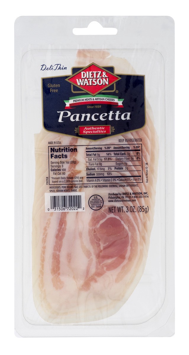 slide 1 of 11, Dietz & Watson Pancetta Sliced, 3 oz