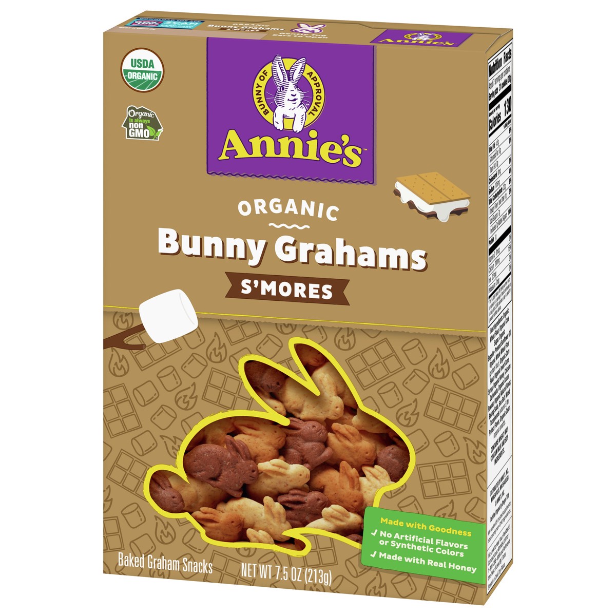 slide 3 of 9, Annie's Organic, Non-GMO Bunny Grahams, Smores, 7.5 oz, 7.5 oz