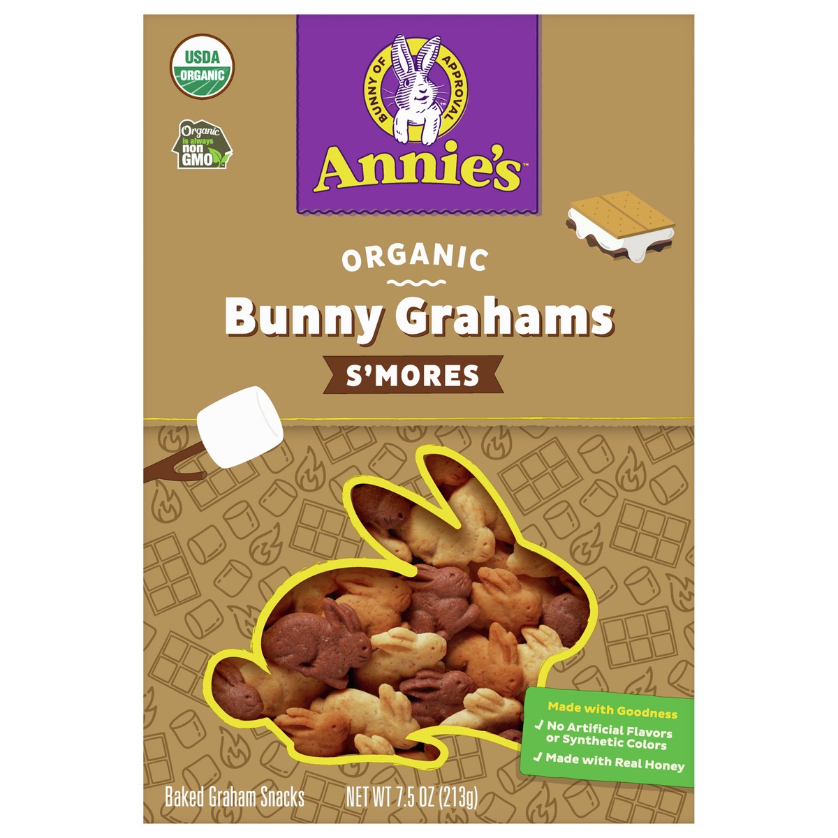 slide 1 of 9, Annie's Organic, Non-GMO Bunny Grahams, Smores, 7.5 oz, 7.5 oz