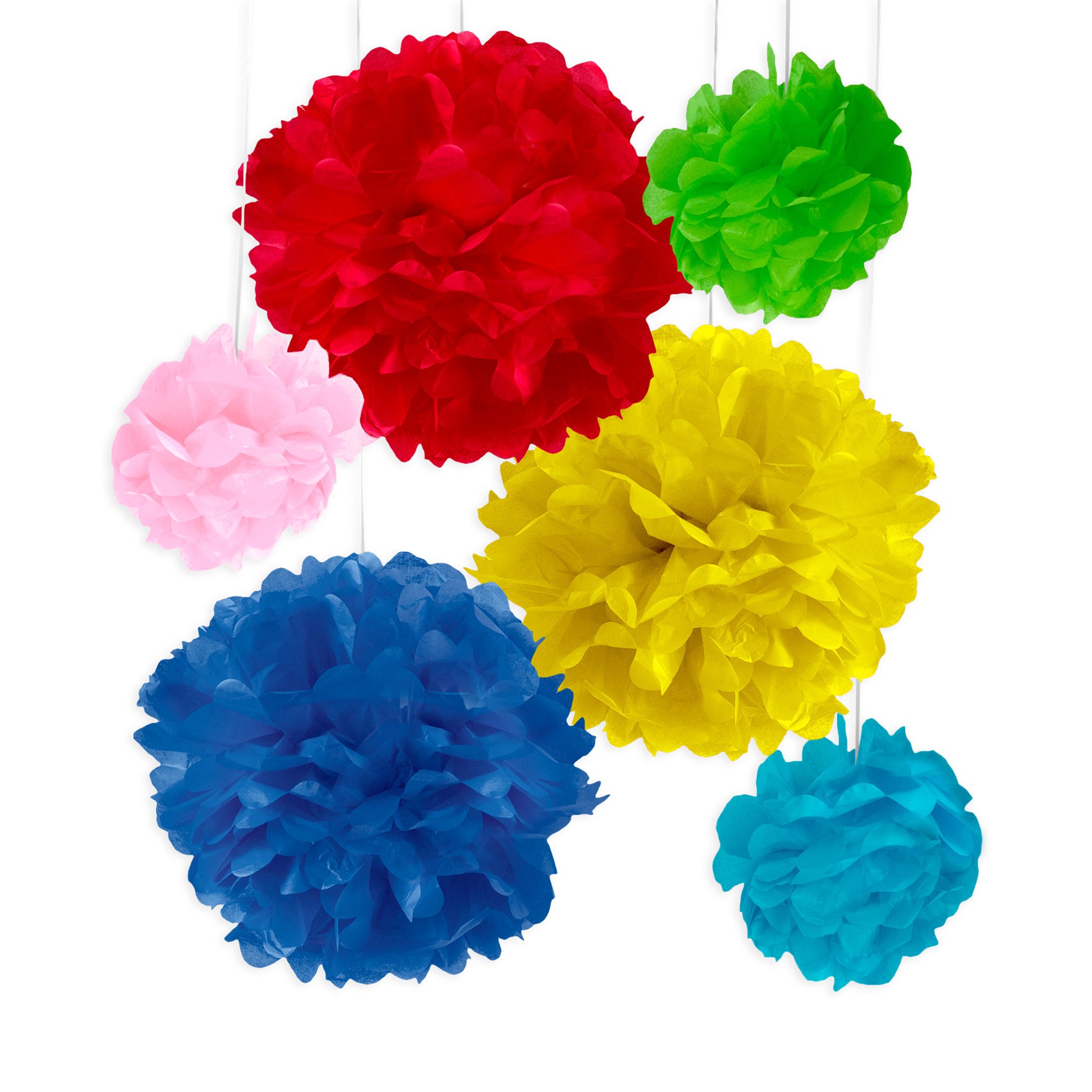 slide 3 of 3, Rainbow Paper Pom-Pom Decorations Kit By Celebrate It, 6 ct total