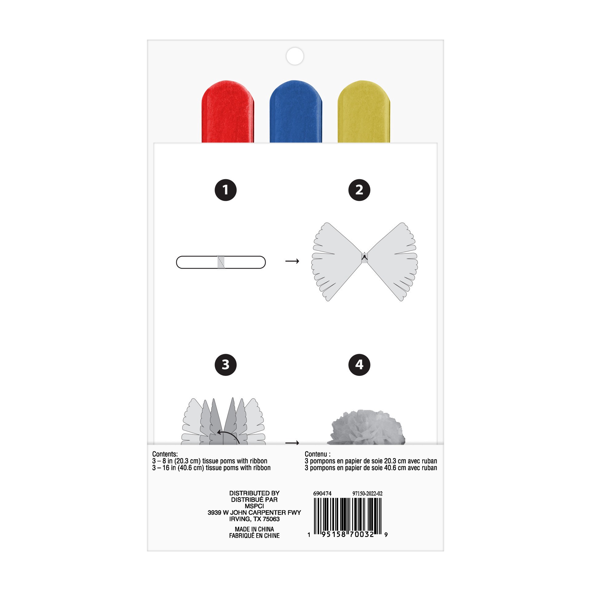 slide 2 of 3, Rainbow Paper Pom-Pom Decorations Kit By Celebrate It, 6 ct total