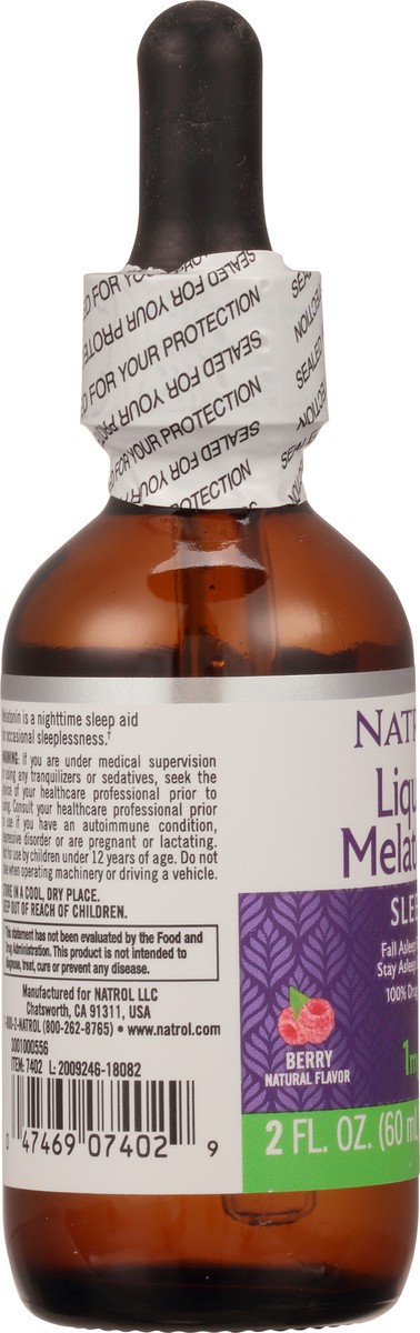 slide 8 of 9, Natrol Liquid Melatonin 1mg, Berry-Flavored Dietary Supplement for Restful Sleep, 2 Fl Oz, 15 Servings, 2 fl oz