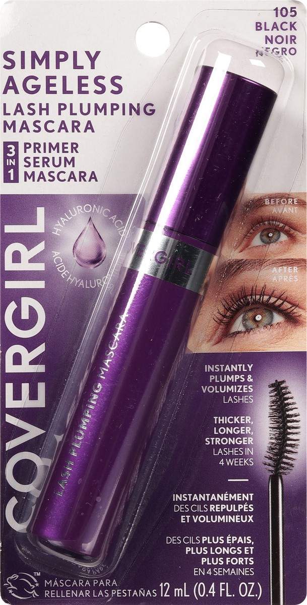 slide 4 of 10, Covergirl Simply Ageless Black 105 Lash Plumping Mascara 0.4 fl oz, 0.4 fl oz