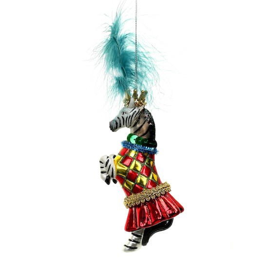 slide 1 of 3, 8" Zebra In Dress Glass Ornament By Ashland, 2.87 in x 2.17 in x 7.88 in