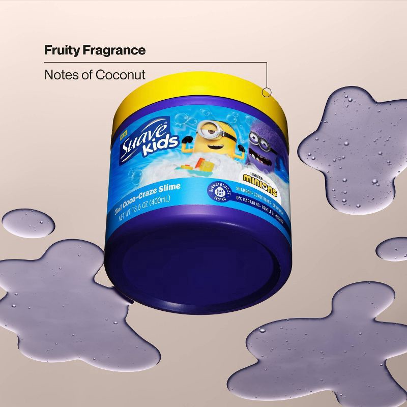 slide 4 of 8, Suave Kids' 3-in-1 Coco-Craze Slime Minions Shampoo and Conditioner - 13.5 fl oz, 13.5 fl oz