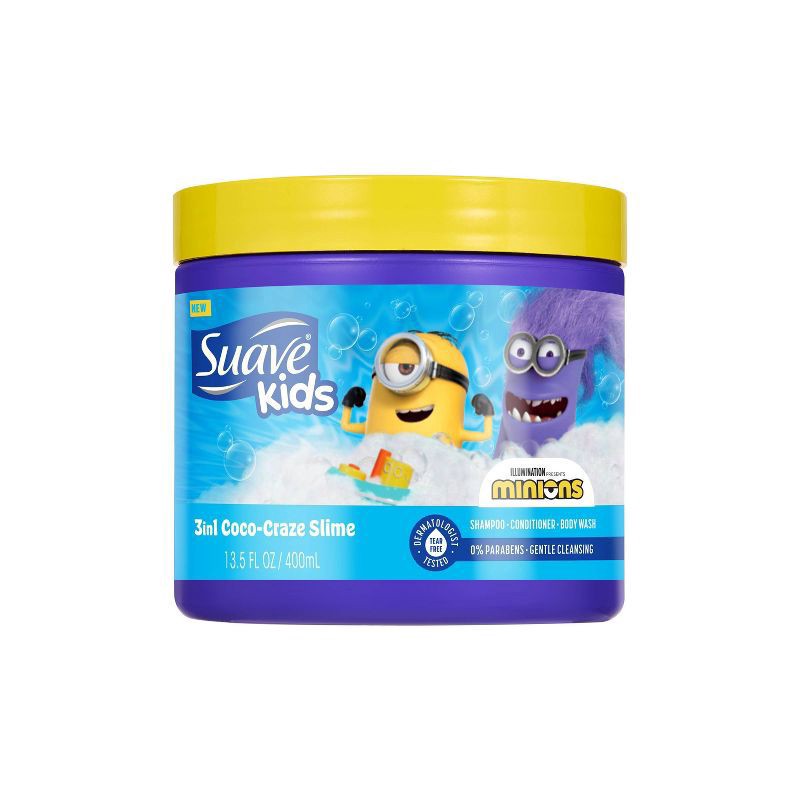 slide 1 of 8, Suave Kids' 3-in-1 Coco-Craze Slime Minions Shampoo and Conditioner - 13.5 fl oz, 13.5 fl oz