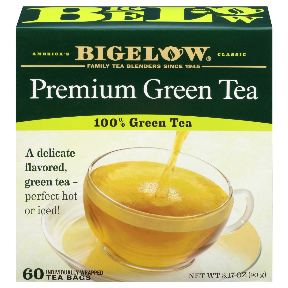 slide 1 of 9, Bigelow Premium Green Tea Bags 60 ct Box, 60 ct