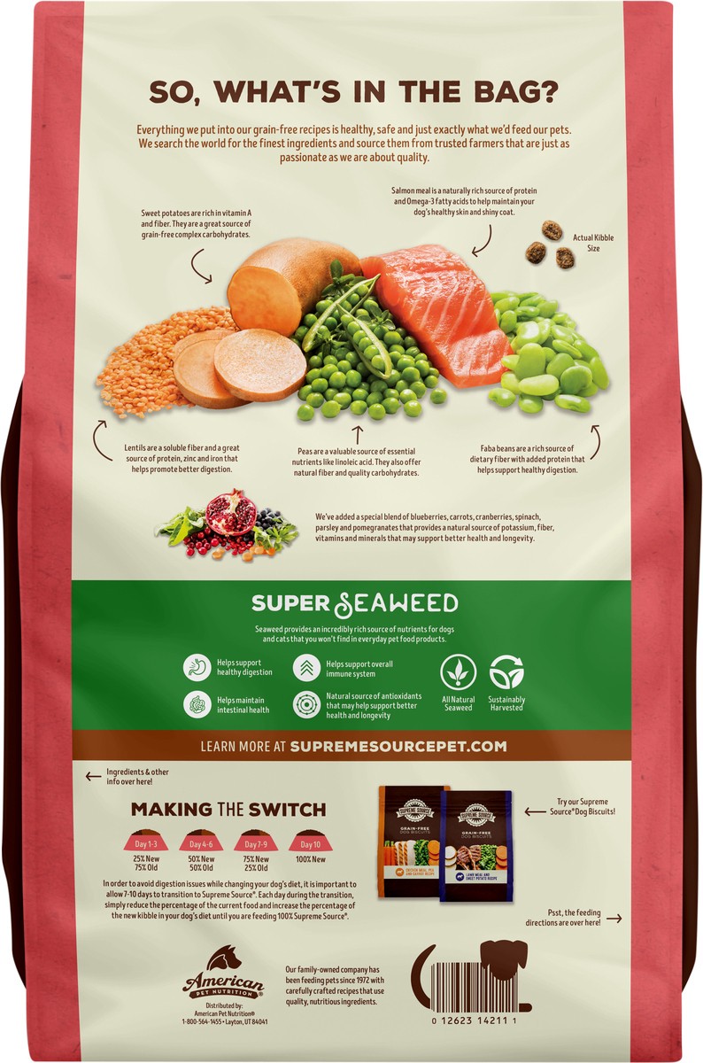 slide 2 of 3, Supreme Source Grain-Free Super-Premium Salmon Meal and Sweet Potato Recipe Dog Food 5 lb, 5 lb