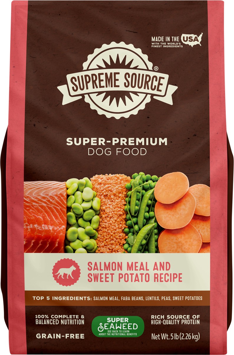 slide 3 of 3, Supreme Source Grain-Free Super-Premium Salmon Meal and Sweet Potato Recipe Dog Food 5 lb, 5 lb