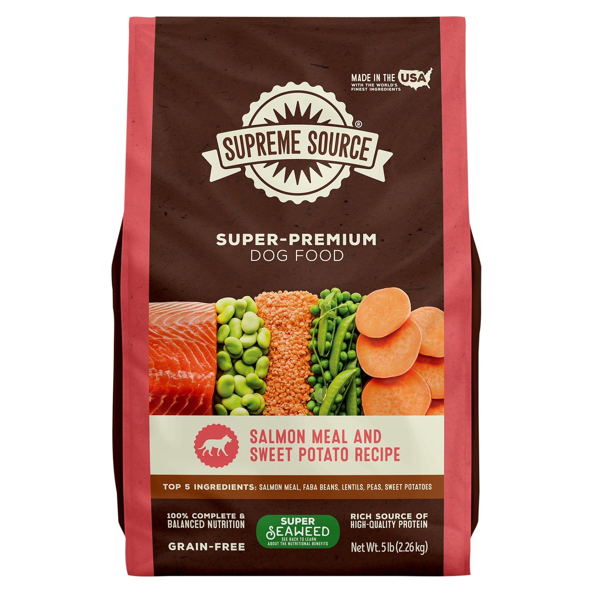 slide 1 of 3, Supreme Source Grain-Free Super-Premium Salmon Meal and Sweet Potato Recipe Dog Food 5 lb, 5 lb