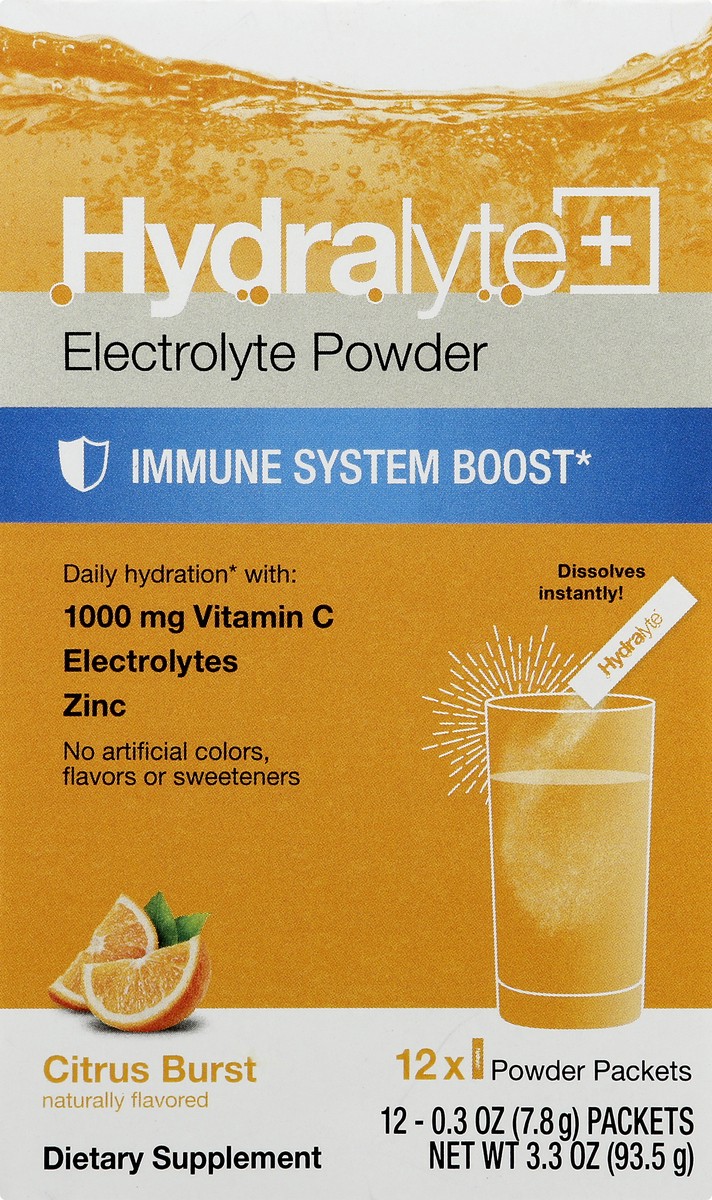 slide 8 of 13, Hydralyte Electrolyte Hydration Powder Sticks Citrus, 12 ct