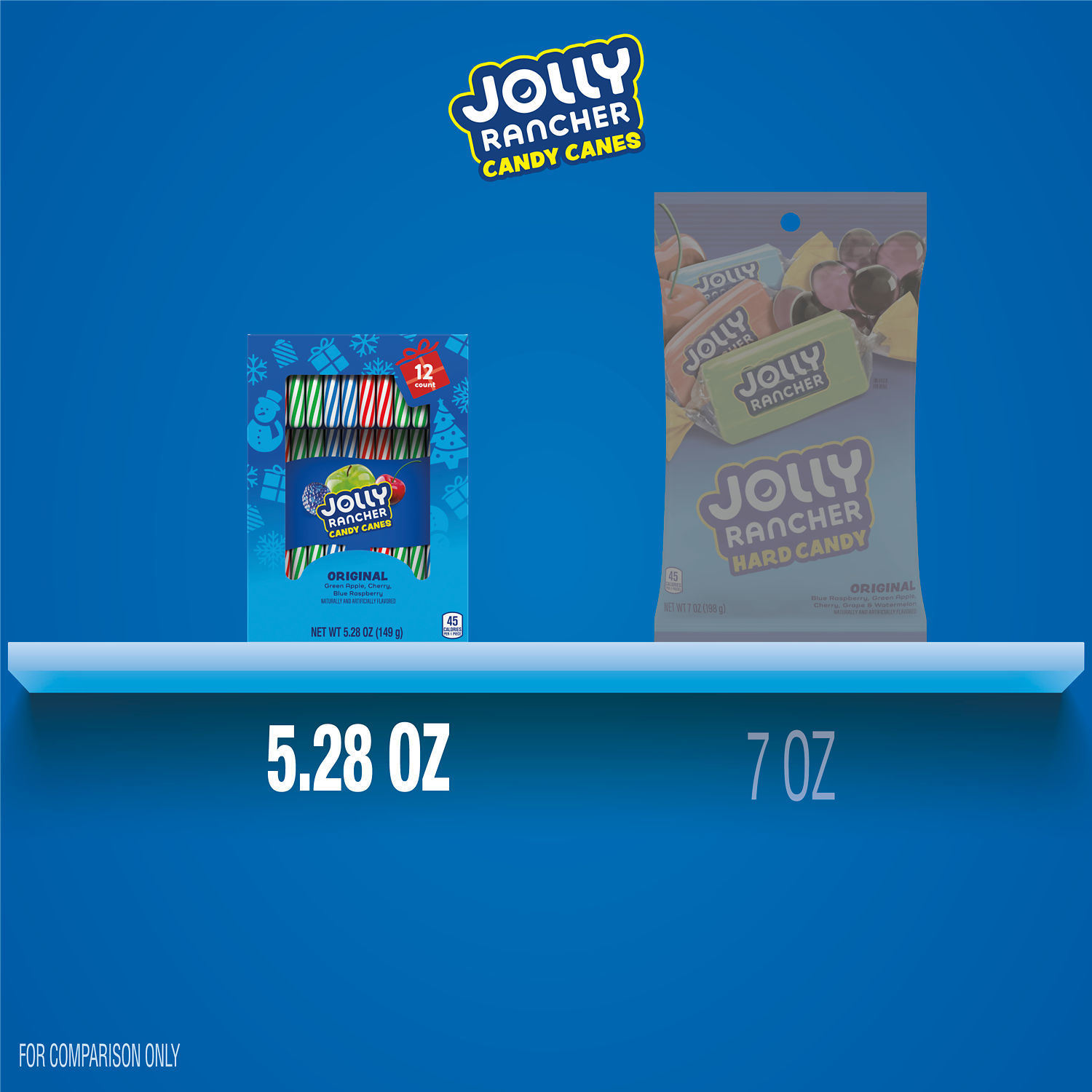 slide 2 of 6, JOLLY RANCHER Original Fruit Flavored, Christmas Candy Canes Box, 5.28 oz (12 Pieces), 12 ct