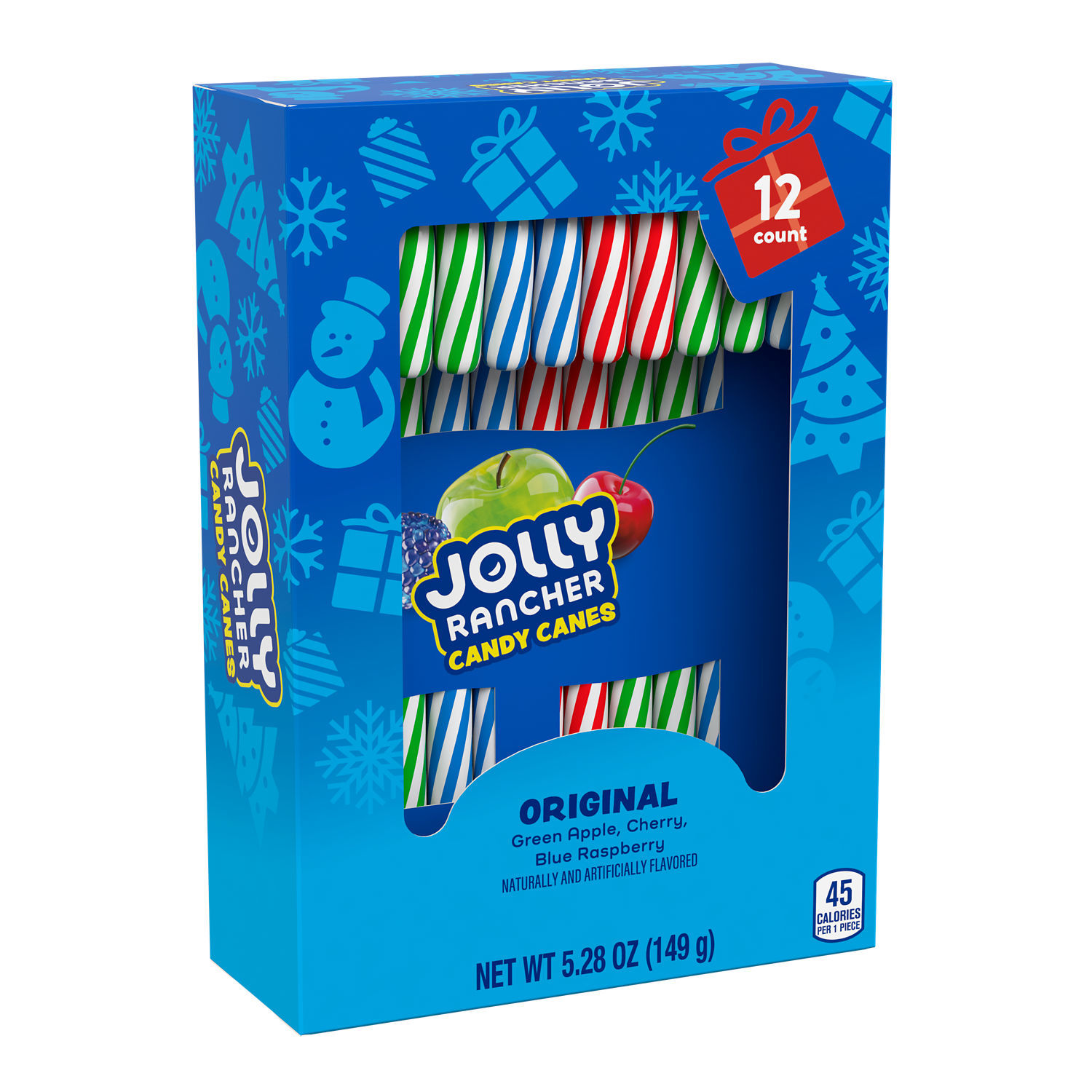 slide 1 of 6, JOLLY RANCHER Original Fruit Flavored, Christmas Candy Canes Box, 5.28 oz (12 Pieces), 12 ct