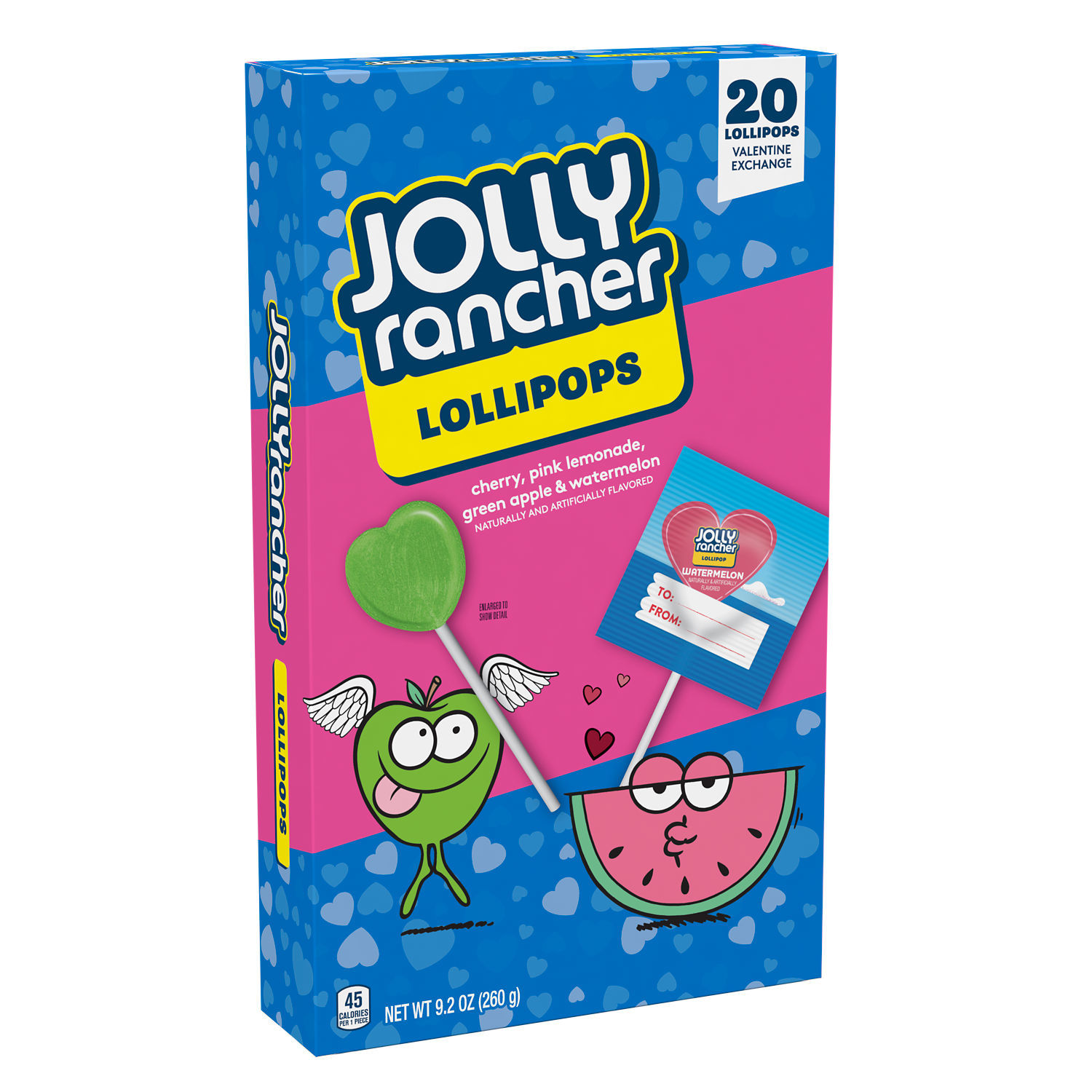 slide 6 of 8, JOLLY RANCHER Assorted Fruit Flavored, Valentine's Lollipops Box, 9.2 oz (20 Pieces), 20 ct