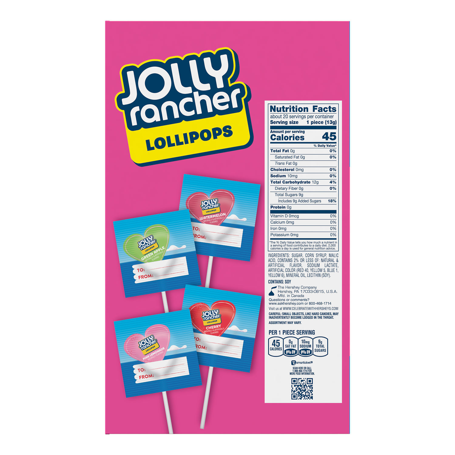 slide 7 of 8, JOLLY RANCHER Assorted Fruit Flavored, Valentine's Lollipops Box, 9.2 oz (20 Pieces), 20 ct