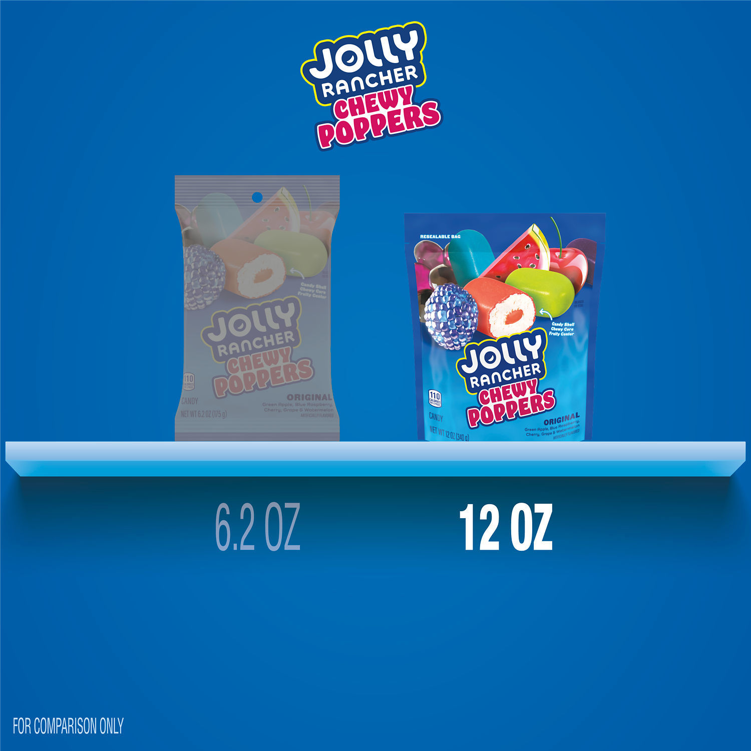 slide 2 of 6, JOLLY RANCHER Chewy Poppers Original Fruit Flavored Candy Bag, 12 oz, 12 oz