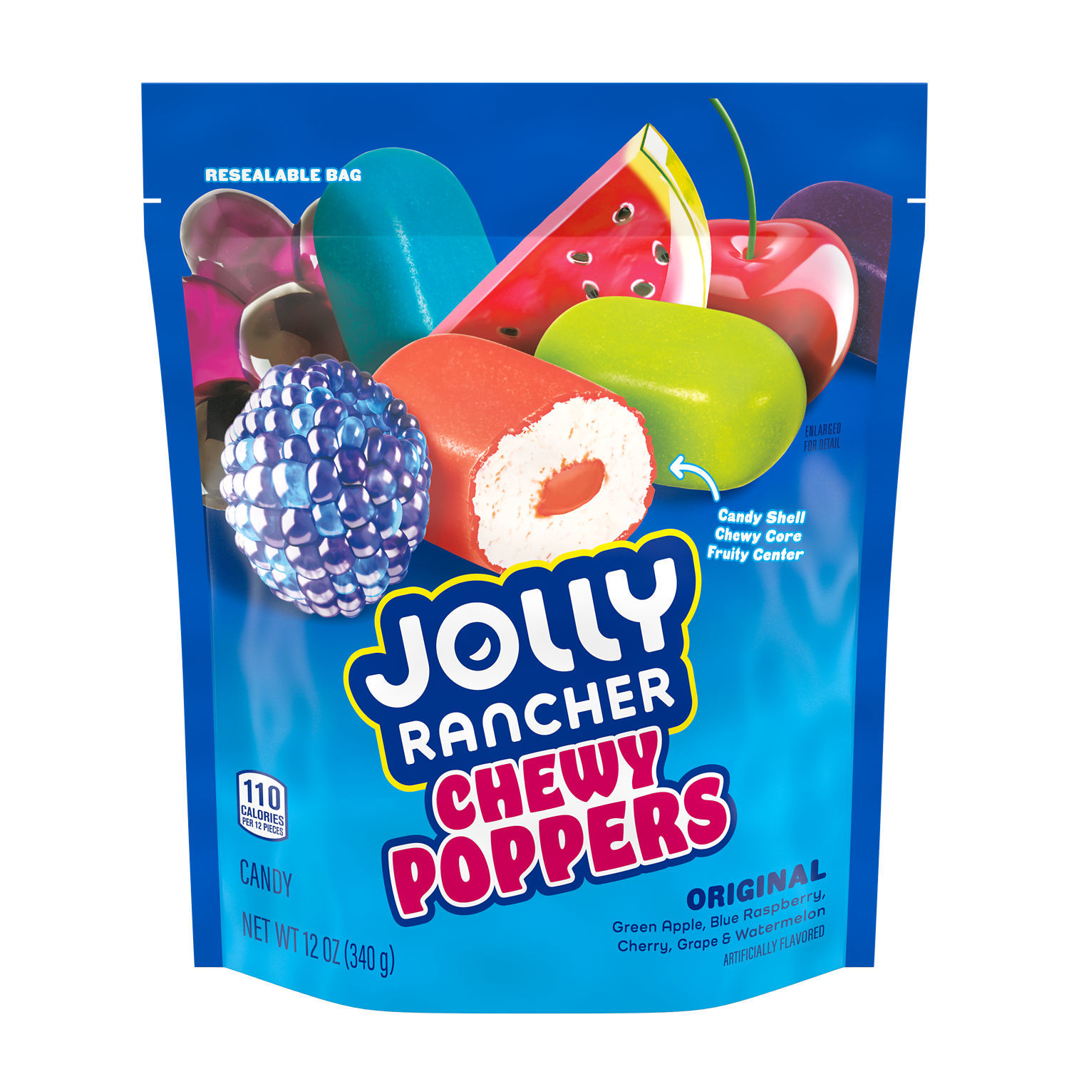 slide 1 of 6, JOLLY RANCHER Chewy Poppers Original Fruit Flavored Candy Bag, 12 oz, 12 oz
