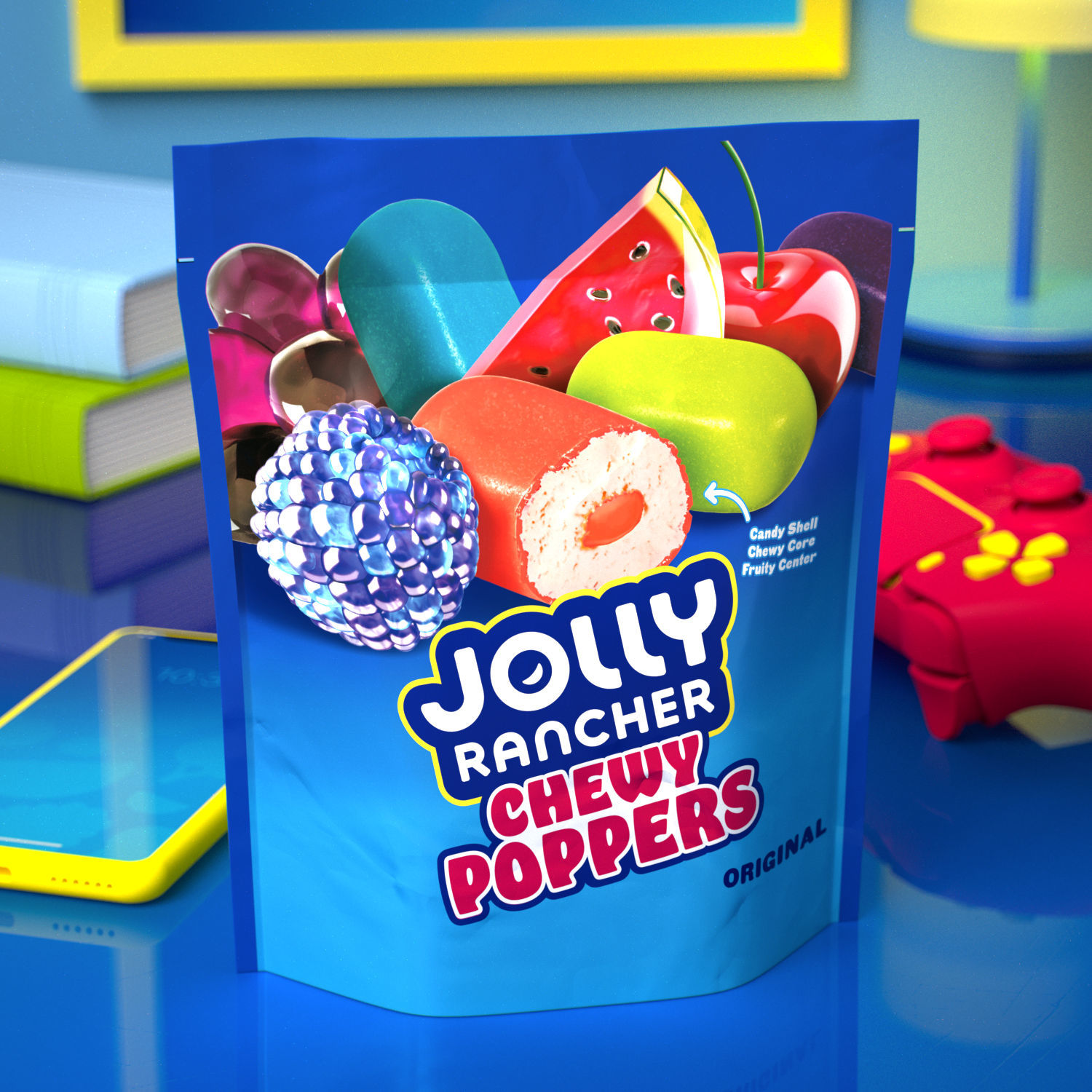 slide 6 of 6, JOLLY RANCHER Chewy Poppers Original Fruit Flavored Candy Bag, 12 oz, 12 oz