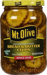 Mt. Olive Pickles Chips Bread & Butter Old-Fashioned Sweet - 16 Fl. Oz.