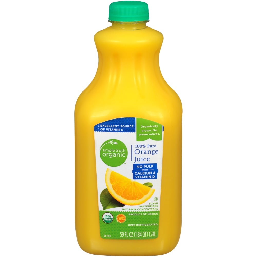 slide 1 of 1, Simple Truth Organic Orange Juice No Pulp With Calcium Vitamin D, 59 fl oz