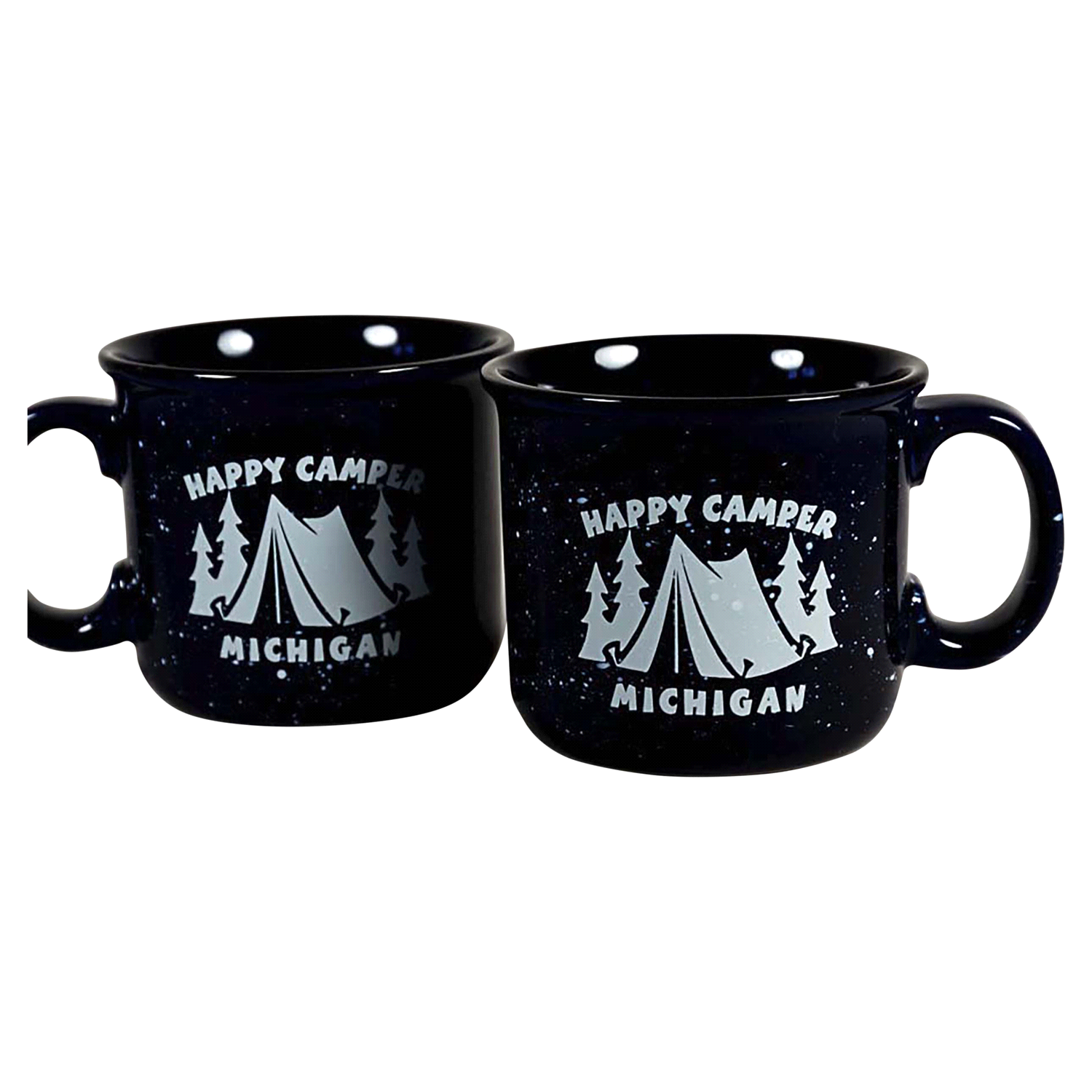 slide 1 of 1, Mug Campfire Cobalt Happy Camper Tent MI, 1 ct