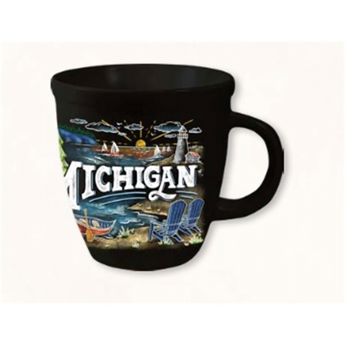 slide 1 of 1, Mug Rounded Black Michigan Chalk Art, 1 ct