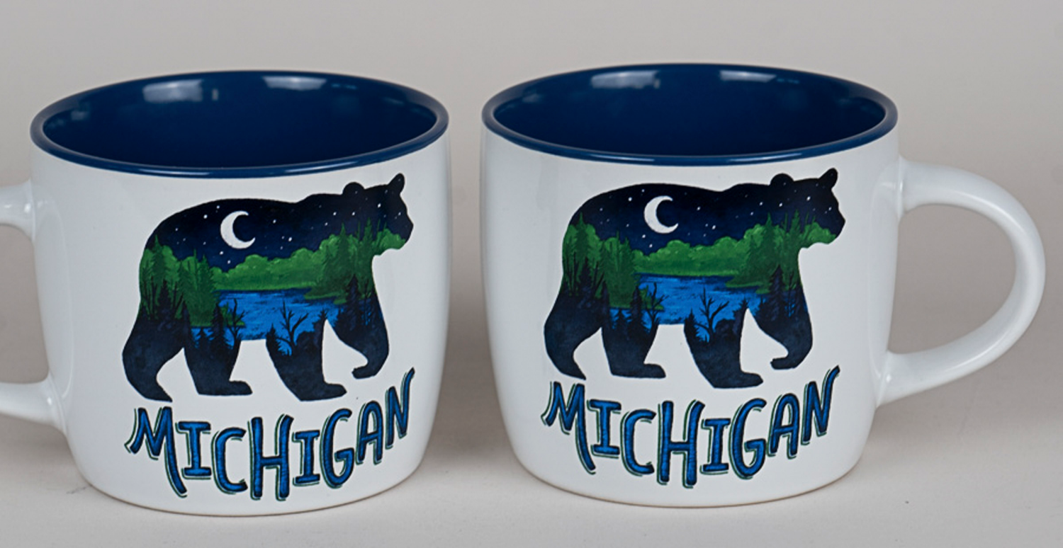 slide 1 of 1, Mug Stoneware Michigan Bear Hand Painted, 1 ct