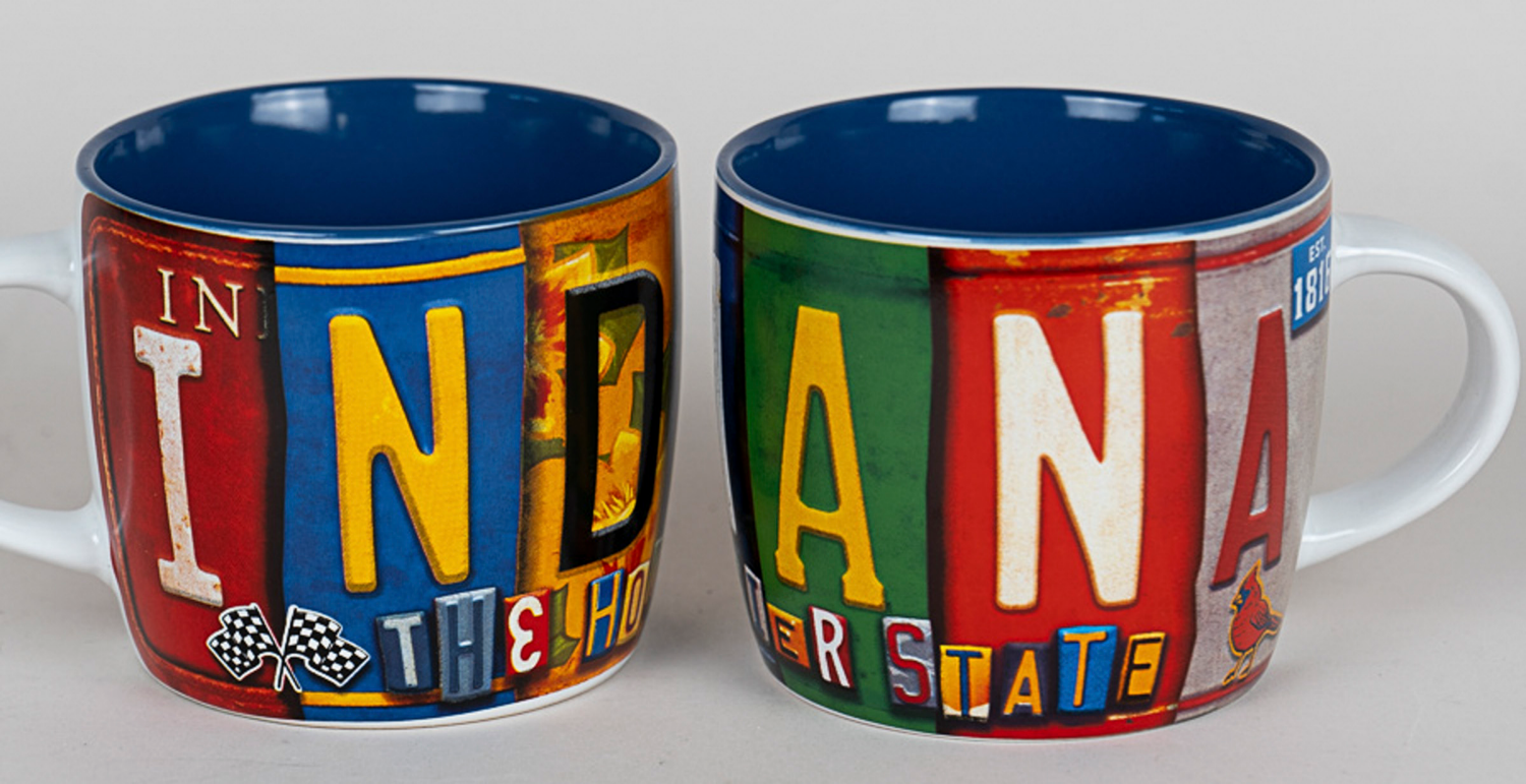 slide 1 of 1, Mug Stoneware Indiana License Plate, 1 ct