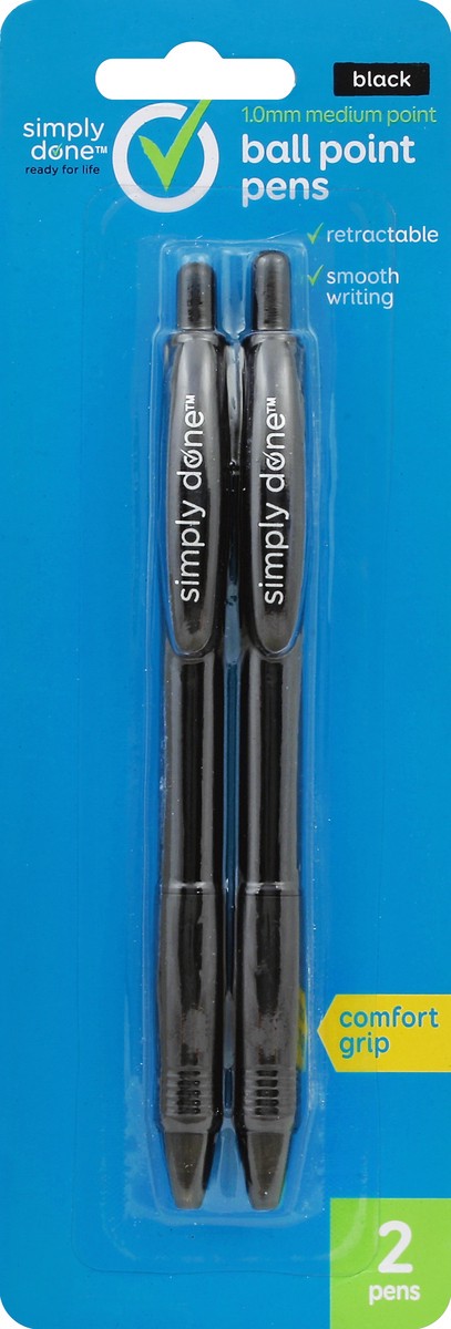 slide 3 of 6, Simply Done Pen Ball Point Retractable Black, 2 ct