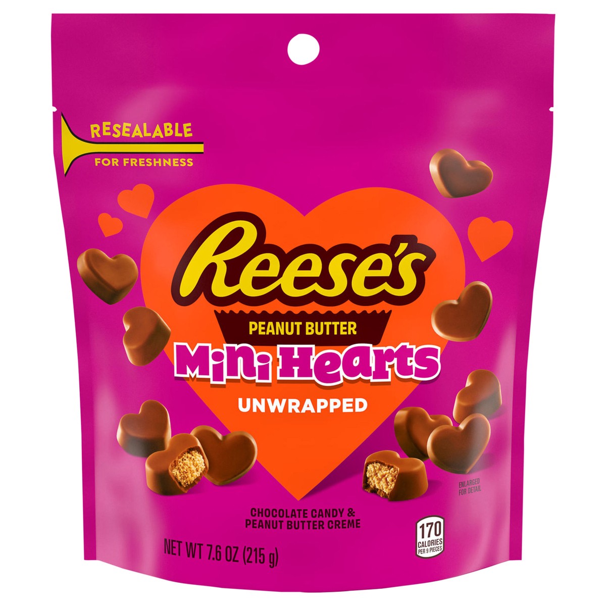 slide 2 of 9, "unwrapped Mini Hearts", 7 inoz in