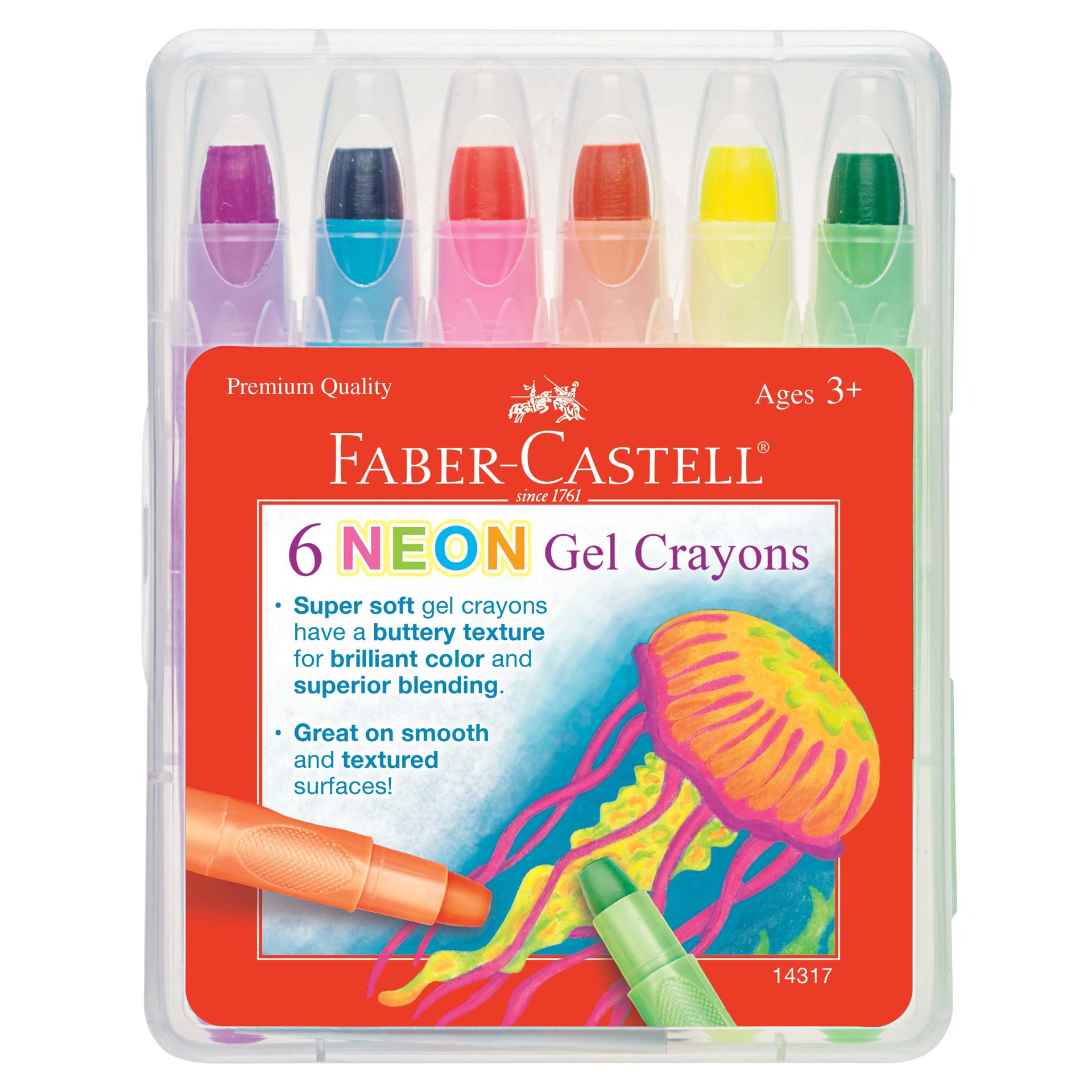 slide 1 of 1, Faber-Castell Neon Gel Crayons, 6 ct
