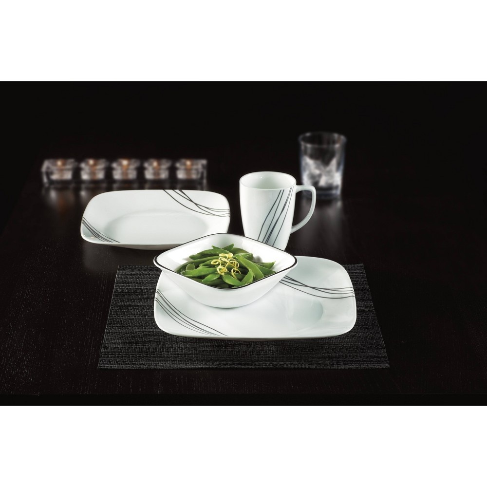 slide 3 of 3, Corelle Square Vitrelle Simple Sketch Dinnerware Set, 16 ct