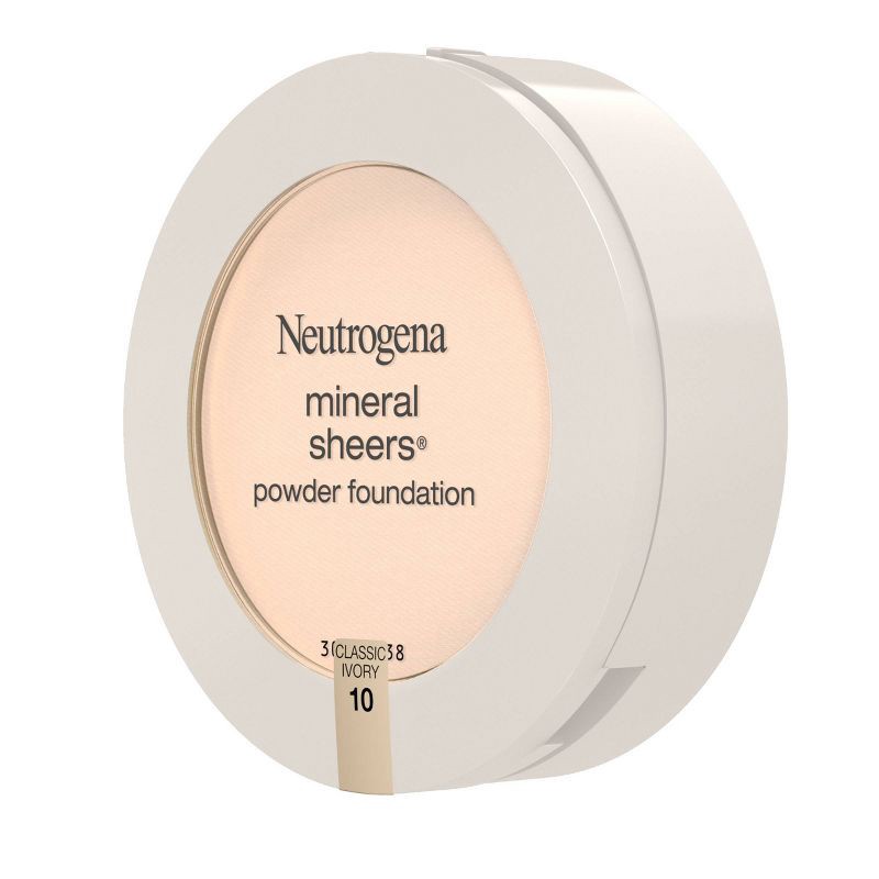 slide 3 of 6, Neutrogena Mineral Sheers Compact Powder Foundation, Lightweight & Oil-Free - 10 Classic Ivory - 0.34oz, 0.34 oz