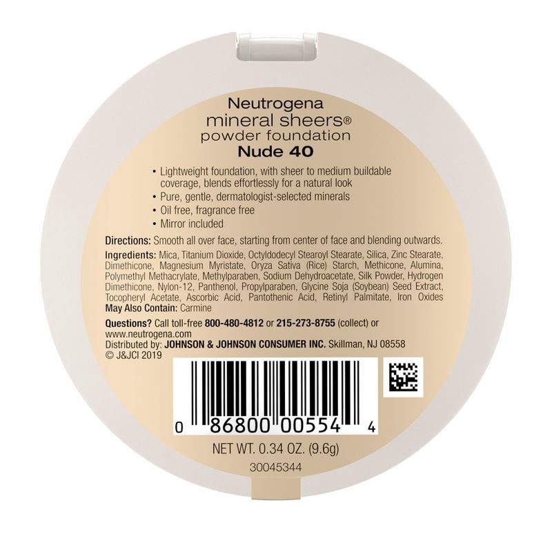 slide 2 of 6, Neutrogena Mineral Sheers Compact Powder Foundation, Lightweight & Oil-Free - 40 Nude - 0.34oz, 0.34 oz