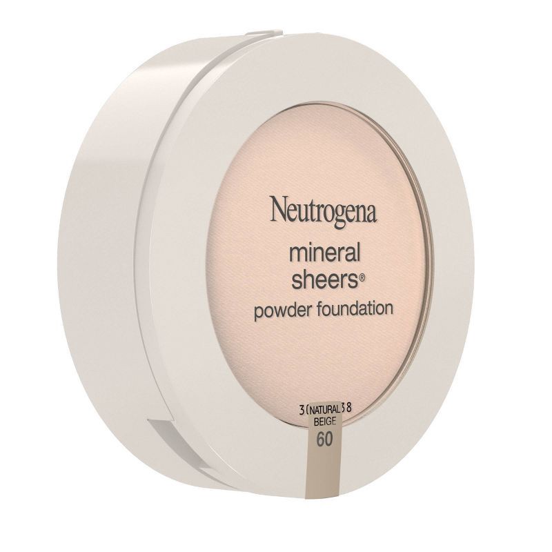 slide 2 of 6, Neutrogena Mineral Sheers Compact Powder Foundation, Lightweight & Oil-Free - 60 Natural Beige - 0.34oz, 0.34 oz