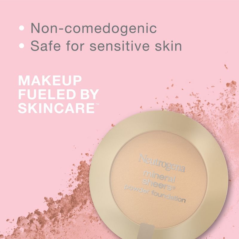 slide 3 of 6, Neutrogena Mineral Sheers Compact Powder Foundation, Lightweight & Oil-Free - 60 Natural Beige - 0.34oz, 0.34 oz
