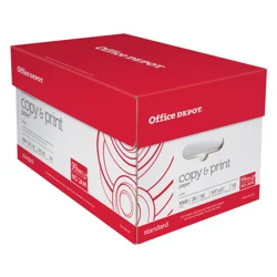 Office Depot® Multi-Use Printer & Copy Paper, 10 Reams, White, Letter (8.5"" x 11""), 5000 Sheets Per Case, 20 Lb, 92 Brightness
