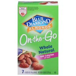 Blue Diamond On-the-Go Whole Natural Almonds - 7 x 0.625 oz Bags