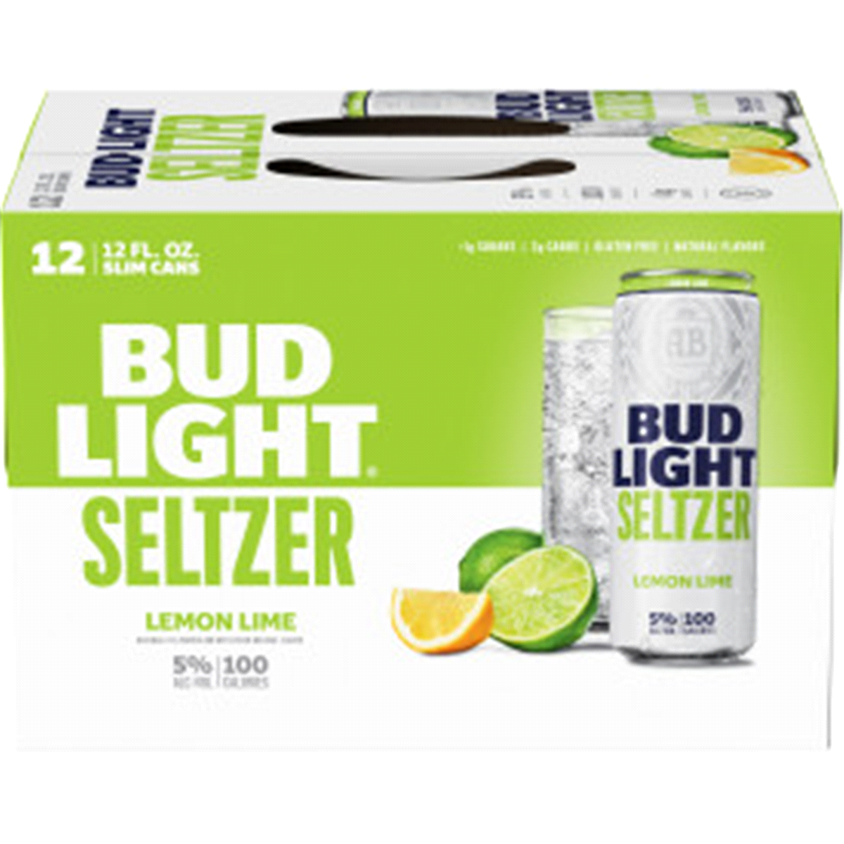 slide 1 of 8, Bud Light Seltzer Lemon Lime, Hard Seltzer, Gluten Free Slim, 12 ct; 12 oz