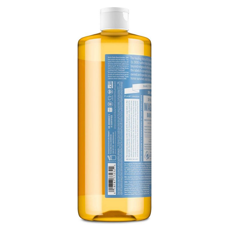 slide 8 of 10, Dr. Bronner's Magic Pure Castile Liquid Soap Bodywash - Baby Unscented - 32 fl oz, 32 fl oz