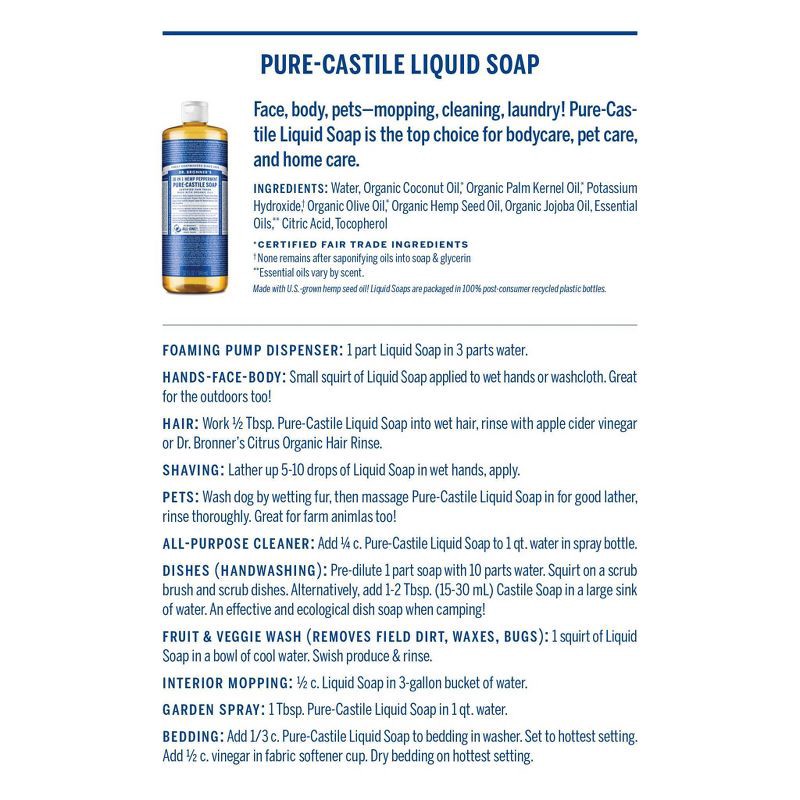 slide 3 of 3, Dr. Bronner's 18-In-1 Hemp Pure-Castile Soap - Almond - 32 fl oz, 32 fl oz