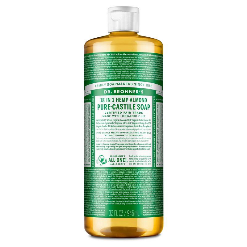 slide 1 of 3, Dr. Bronner's 18-In-1 Hemp Pure-Castile Soap - Almond - 32 fl oz, 32 fl oz