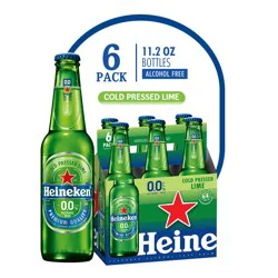 Heineken 0.0 Cold Pressed Lime Non-Alcoholic Beer, 6 Pack, 11.2 fl oz