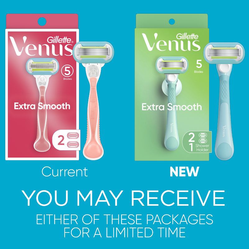 slide 2 of 11, Venus Extra Smooth Women's Razor Handle, 2 Razor Blade Refills and Shower Handle, 1 ct